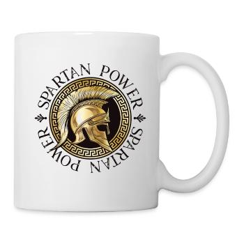 spartaner helm power spruch gold - Tasse - Weiß - Rechts