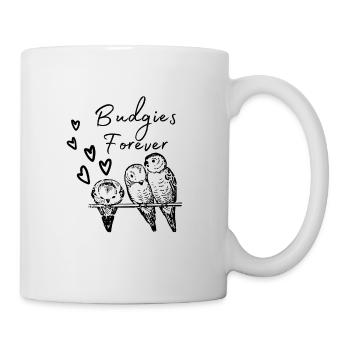 Budgies Forever Perruches pour Toujours Noir - Mug blanc - blanc - Droite