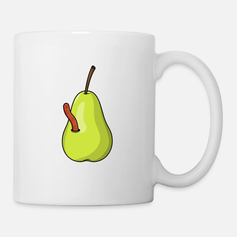 Birne mit Wurm - Tasse - Weiß