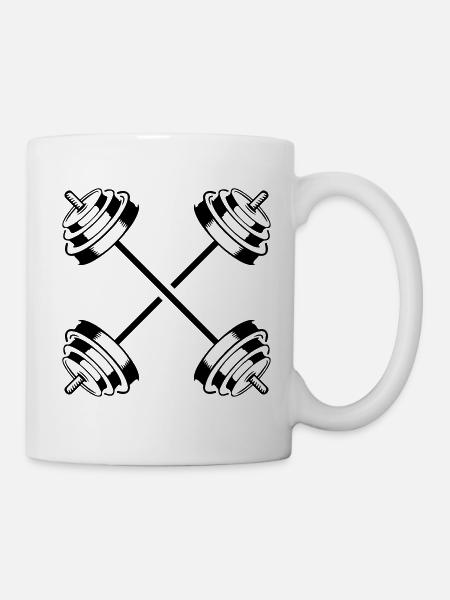 hantel icon gewichte symbol langhantel - Tasse - Weiß