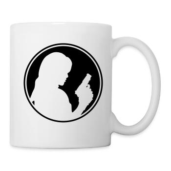Woman pistol silhouette circle - Mug - white - Right