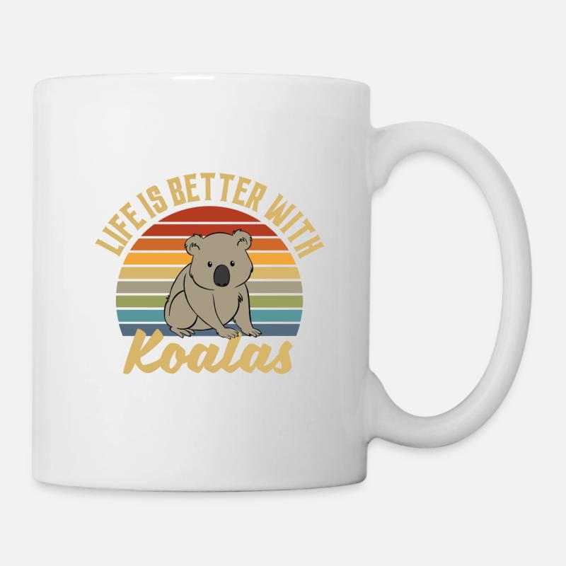 Koala Retro Das Leben Ist Besser Mit Koalas - Tasse - Weiß