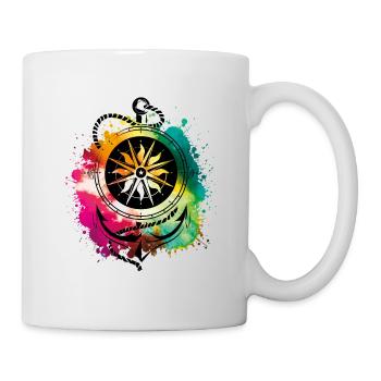 anchor compass rope colorful symbol - Mug - white - Right