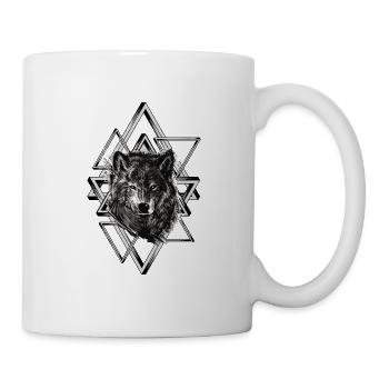 Abstrakter Wolf, Dreieck - Tasse - Weiß - Rechts