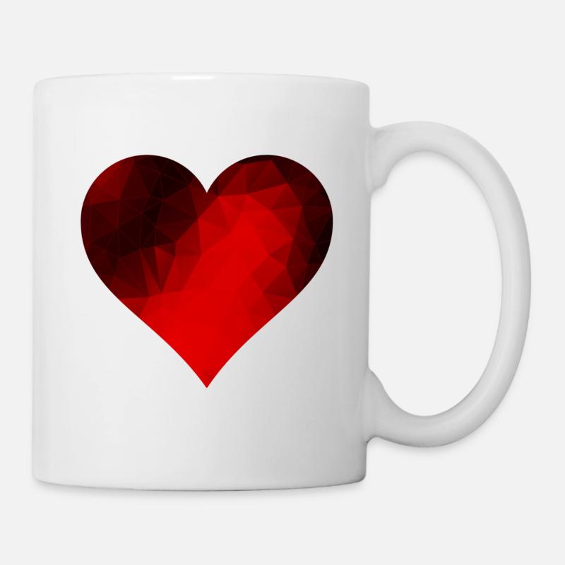 Rotes Mosaik Herz - Tasse - Weiß