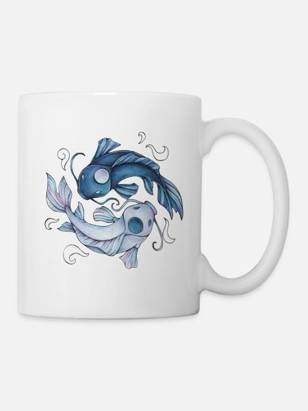 Yin Yang Kois - Ying Koi - Mug blanc - blanc