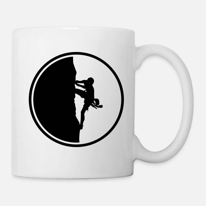 klettern bergsteigen silhouette kreis - Tasse - Weiß
