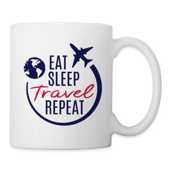 Mangez sommeil voyage répétez voyage avion tour du monde - Mug blanc - blanc - Droite