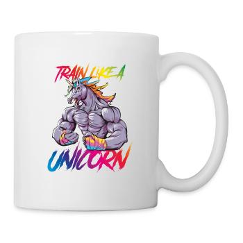 Einhorn training power fitness bunt - Tasse - Weiß - Rechts