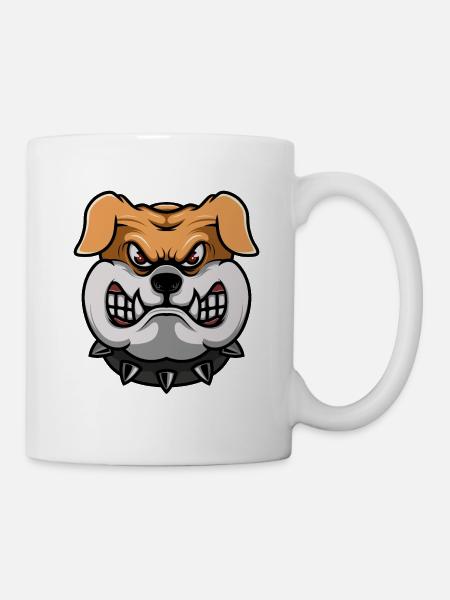 bulldog head comic dog - Mug - white