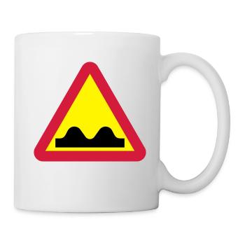 Warning sign for bumpy road - Mug - white - Right