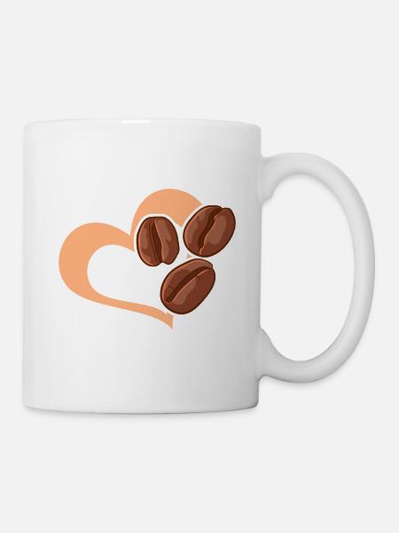 Kaffeebohne Herz Café Kaffee - Tasse - Weiß