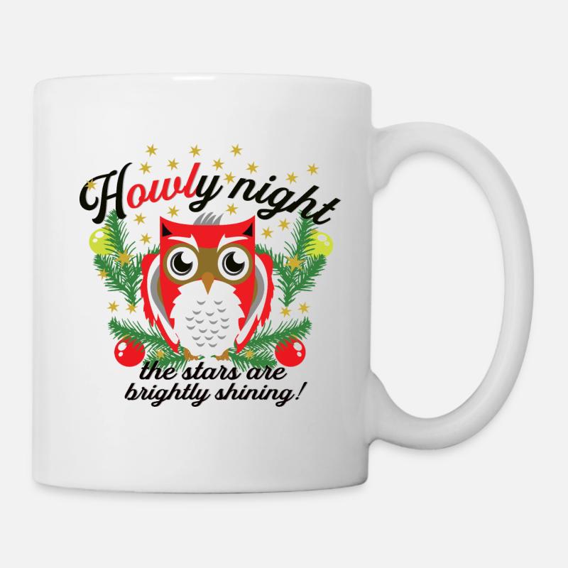Holy Night Owl Howly Christmas funny saying - Mug - white