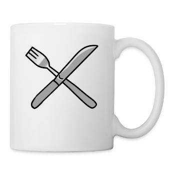 Couverts couteau fourchette cuisine - Mug blanc - blanc - Droite