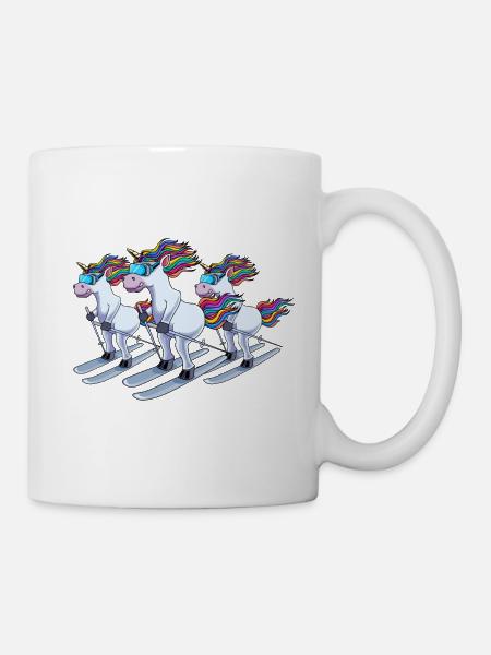 Einhorn Ski Piste Team Ski Fahren - Tasse - Weiß