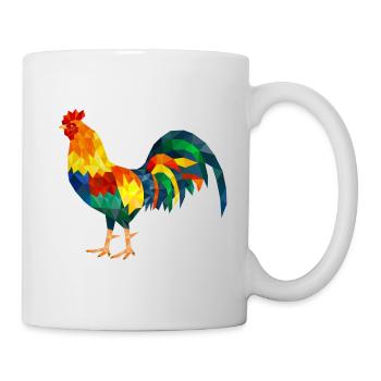 gockel de poulet coloré polygone coq - Mug blanc - blanc - Droite