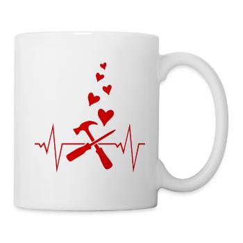 Hammer Schrauber Puls Liebe Herz - Tasse - Weiß - Rechts