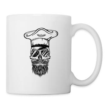 Totenkopf Chefkoch Symbol Kochen - Tasse - Weiß - Rechts