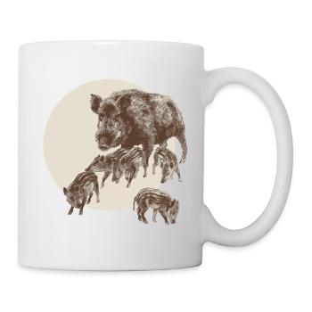 Wild boar Bache freshlings Rotte Sau Waldtier - Mug - white - Right