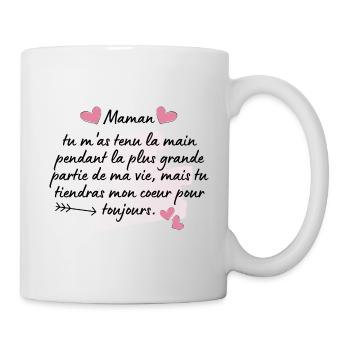 fête des mères cadeau citation maman tu m'as tenu - Mug blanc - blanc - Droite