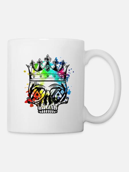 Skelett Totenkopf Krone König Symbol - Tasse - Weiß