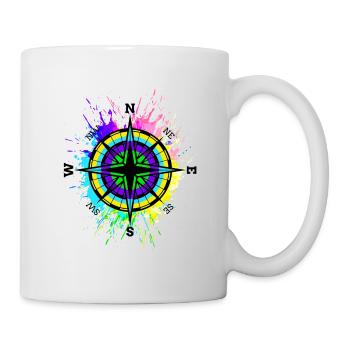 Compass Colorful Symbol Travel Color Spots - Mug - white - Right