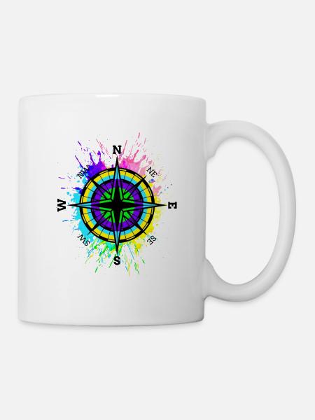 Kompass Bunt Symbol Travel Farbklecks - Tasse - Weiß