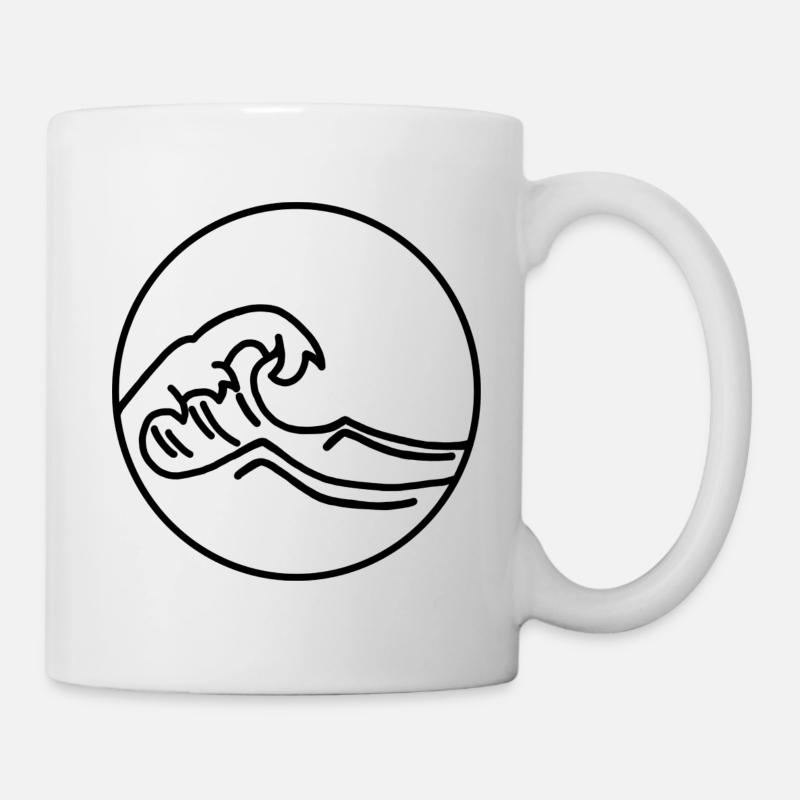 Wellen - schwarz - Tasse - Weiß