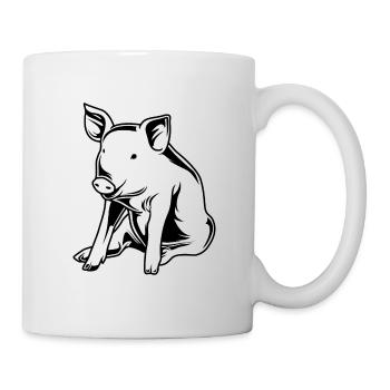 Silhouette de sanglier de truie de porc - Mug blanc - blanc - Droite