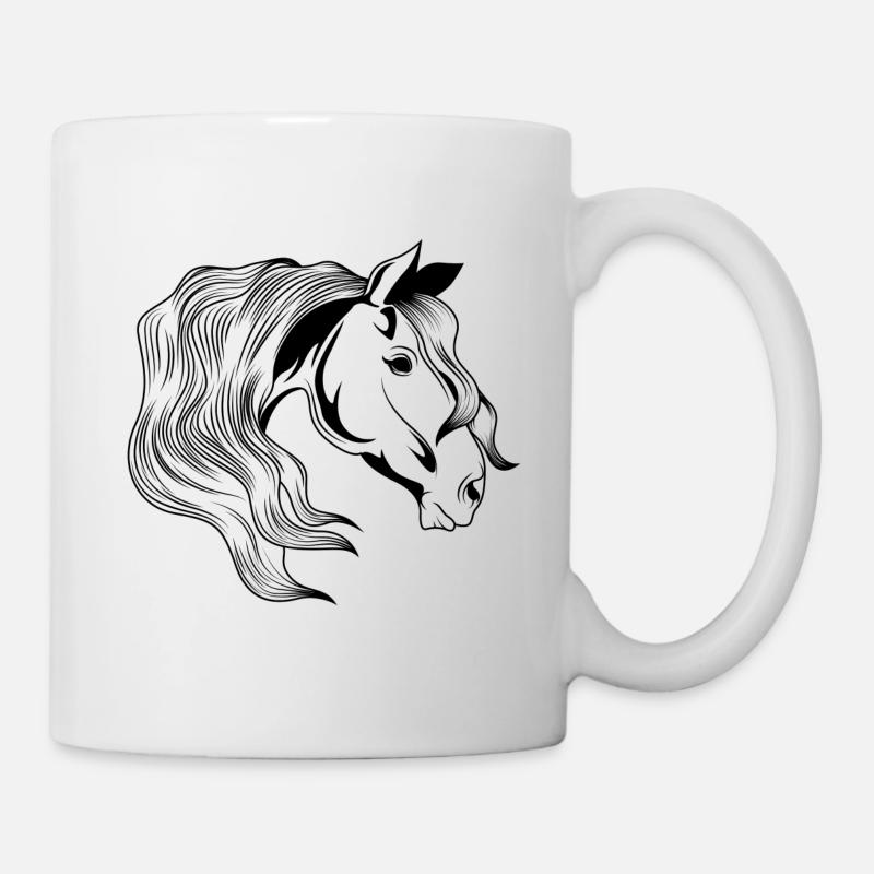 pferd kopf reiten - Tasse - Weiß