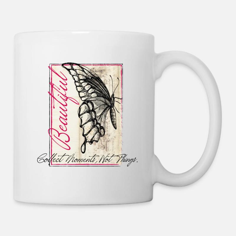 Butterfly Poetry Retro Vintage - Mug - white