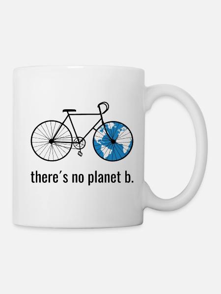 planet b_Fahrrad_black_world blue - Mug blanc - blanc