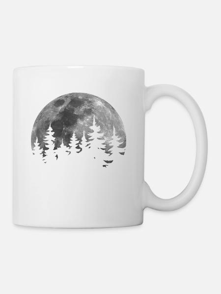 Tannenwald im Volldmond Wildnis Natur - Tasse - Weiß
