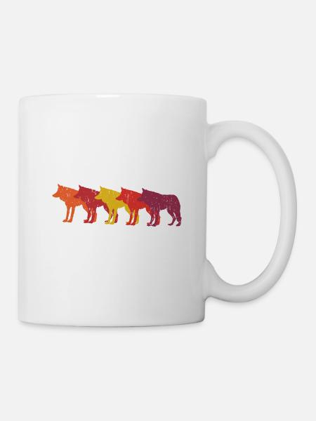 Wölfe Retro - Tasse - Weiß