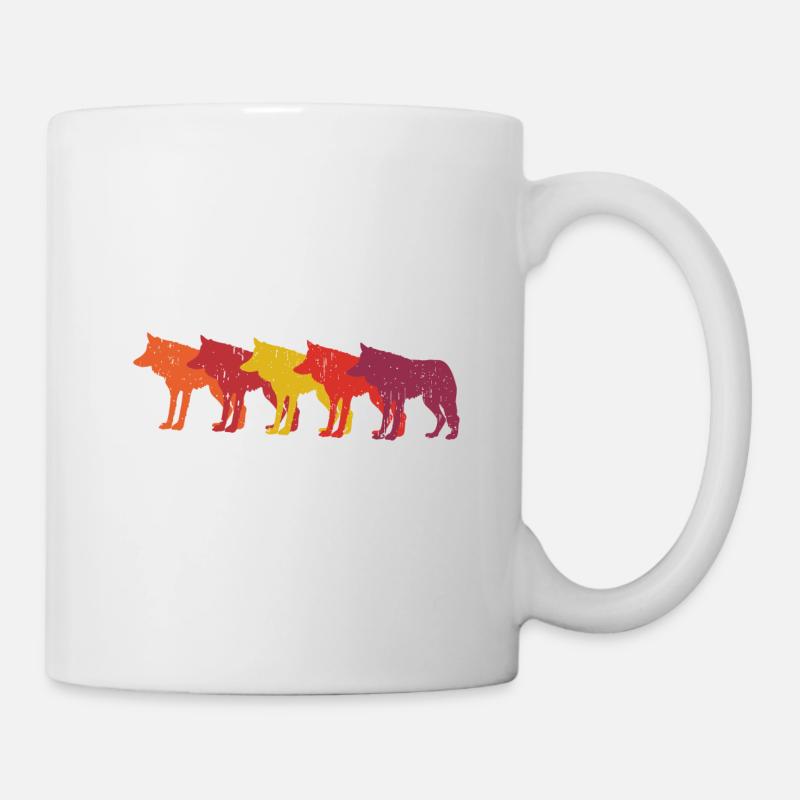Wölfe Retro - Tasse - Weiß