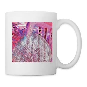 Painting acrylic leaf veins abstract pink-pink-purple - Mug - white - Right