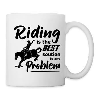 L’équitation est la meilleure solution à tout problème de rodéo - Mug blanc - blanc - Droite