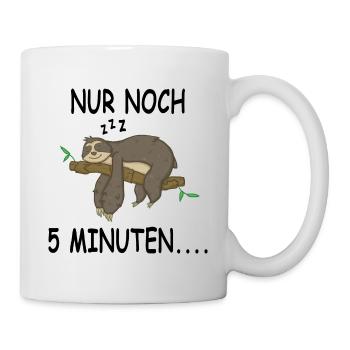 Faultier Schlafen Nur noch 5 Minuten - Tasse - Weiß - Rechts