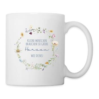 Kleine Menschen Blumenkranz Erzieherin Tagesmutter - Tasse - Weiß - Rechts