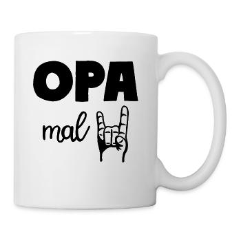 Opa mal Zwei 2 Kinder Rock'n' Roll Großvater - Tasse - Weiß - Rechts