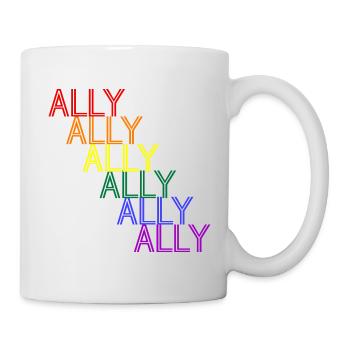 ALLY for LGBTQIA+ allies rainbow queer typography - Mug - white - Right
