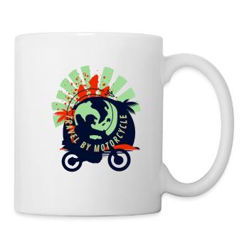 Design "REISEN MIT DEM MOTORRAD" - Tasse - Weiß - Rechts