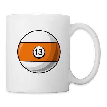 Billiard ball 13 orange Billiards thirteen - Mug - white - Right