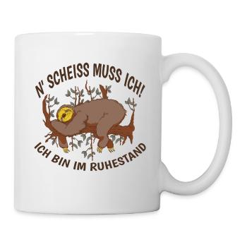 N' Scheiss Muss Ich Ich Bin Im Ruhestand Faultier - Tasse - Weiß - Rechts
