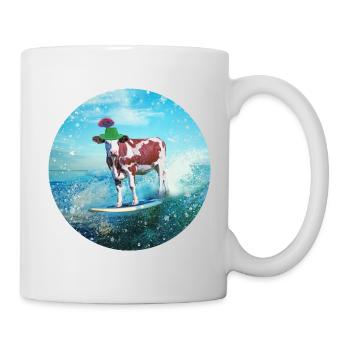 Cowstria goes surfing - Mug - white - Right