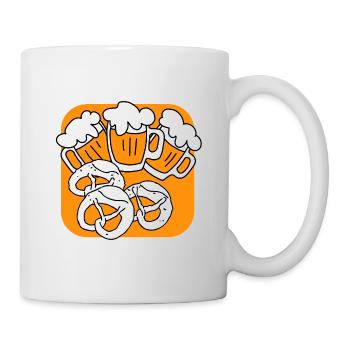 Fête de la bière Octoberfest. Tasse à bière et Brezel. - Mug blanc - blanc - Droite