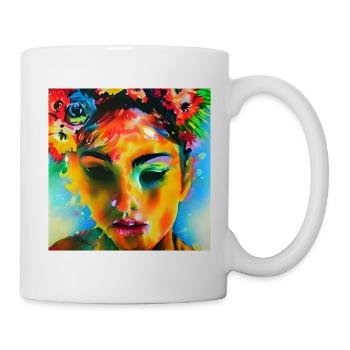 Farbenfrohes Portrait - Tasse - Weiß - Rechts