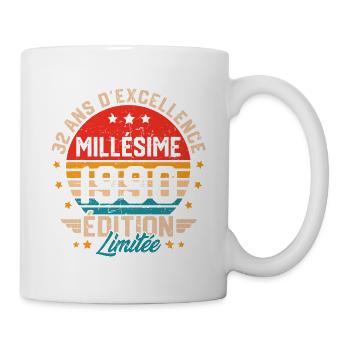Cadeau d'anniversaire 32 ans millésime 1990 - Mug blanc - blanc - Droite