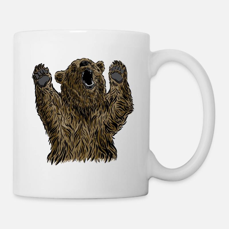 Motif d’ours à tête d’ours brun pour l’équipe d’ours bruns ou - Mug blanc - blanc