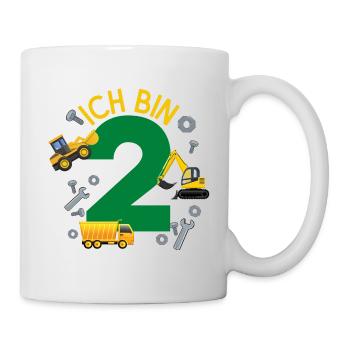 Ich bin 2 Jahre Geburtstag Mädchen Junge Baustelle - Tasse - Weiß - Rechts